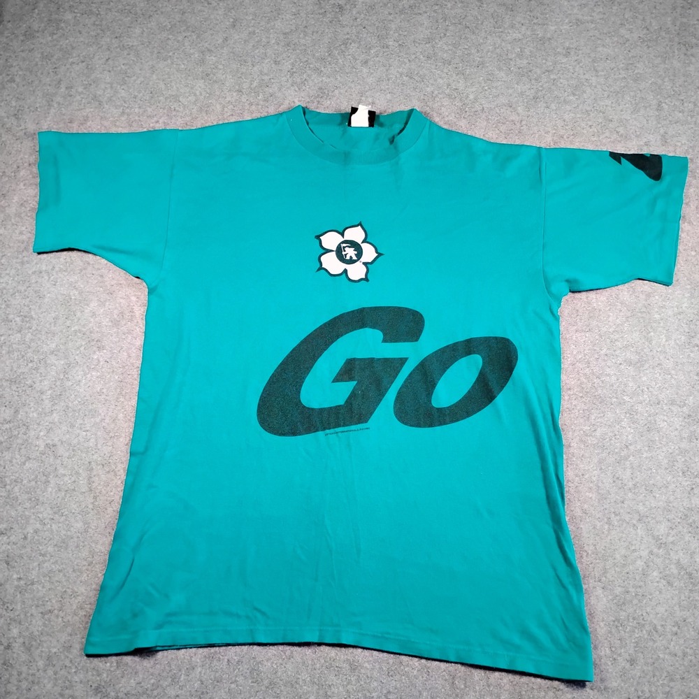 Vintage 1992 Gotcha Surf Graphic T-Shirt Mens XL Teal Green Single Stitch USA